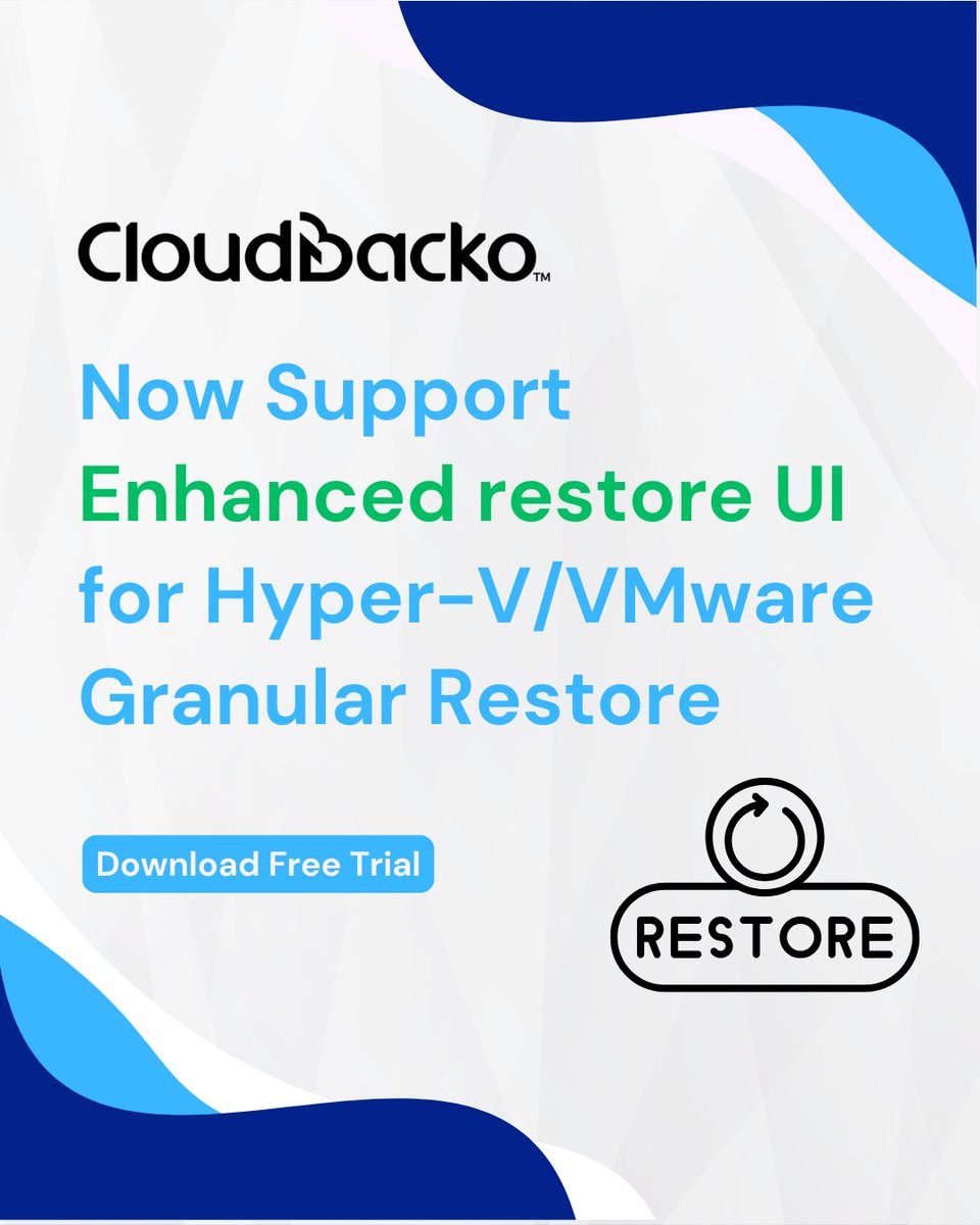 【CloudBacko v5 new feature: Enhanced restore UI for Hyper-V/VMware Granular Restore】Discover #CloudBacko v5 enhanced restore UI, designed for seamless #HyperV and #VMware granular restore. Simplify your data recovery process today. Download free trial: cloudbacko.com/en/download/cl…