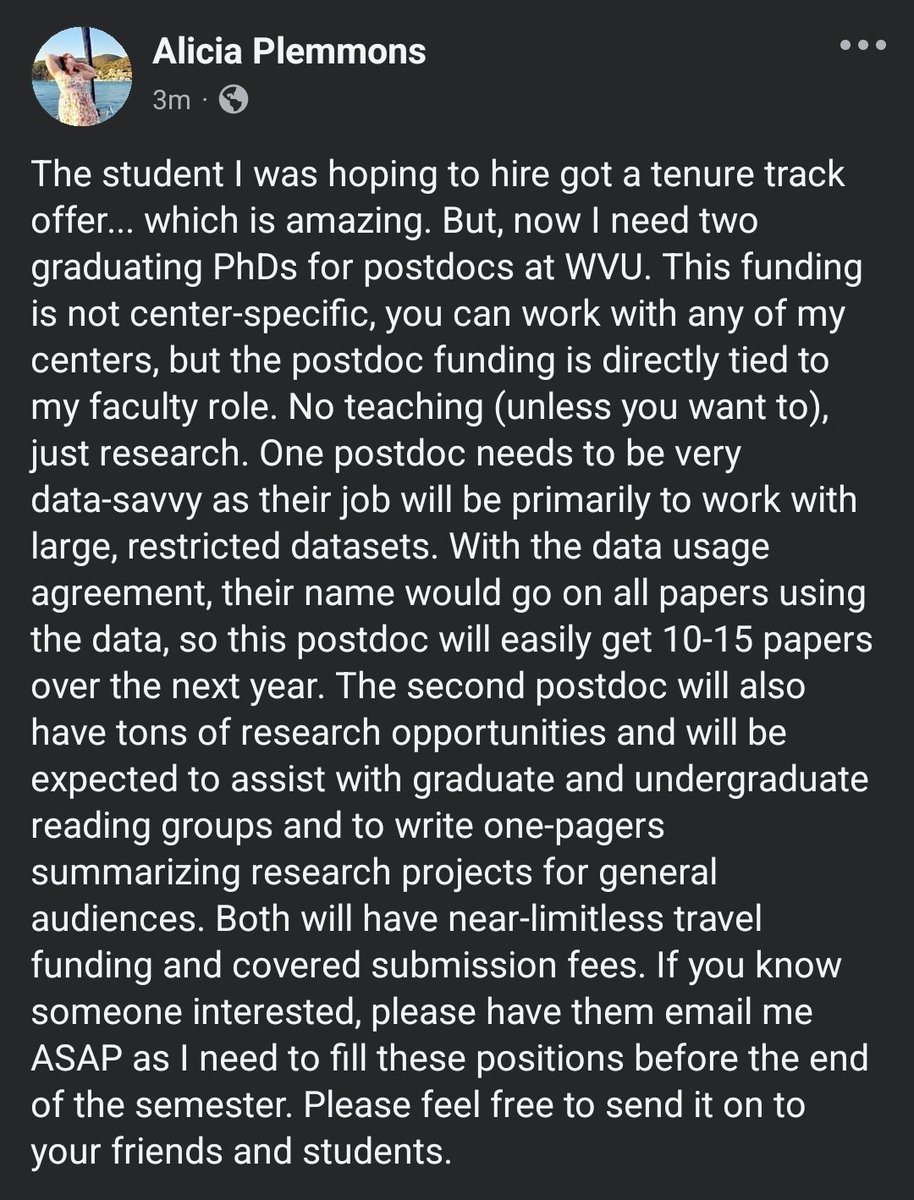 Hiring two postdocs under me at West Virginia University. Must be US-based as we are unable to support a Visa for a postdoc contract at this time.