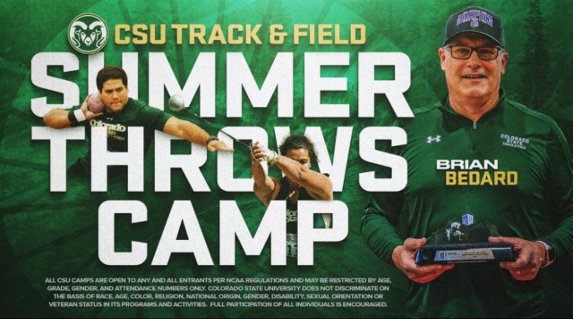 coachbedard's tweet image. CSU Summer Throws Camp registration open!!! 😳 July 12-13, 2025. High School coaches can attend for free. 
register.ryzer.com/camp.cfm?sport…
@Onform_app @USTFCCCA @usatf @usatfnebraska @USATFMN @nationalthrows #discus #shotput