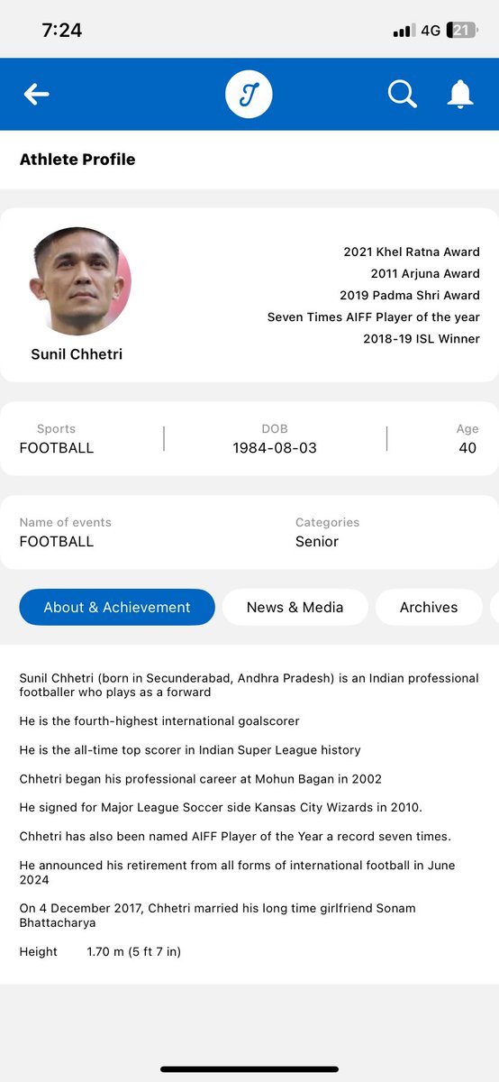 IndiaSportsHub's tweet photo. Sunil Chhetri Profile on #ISHApp 

The Legend is Back and the Profile is Live 🚨 

What more can we add to this https://t.co/0RiQs9UFUH
