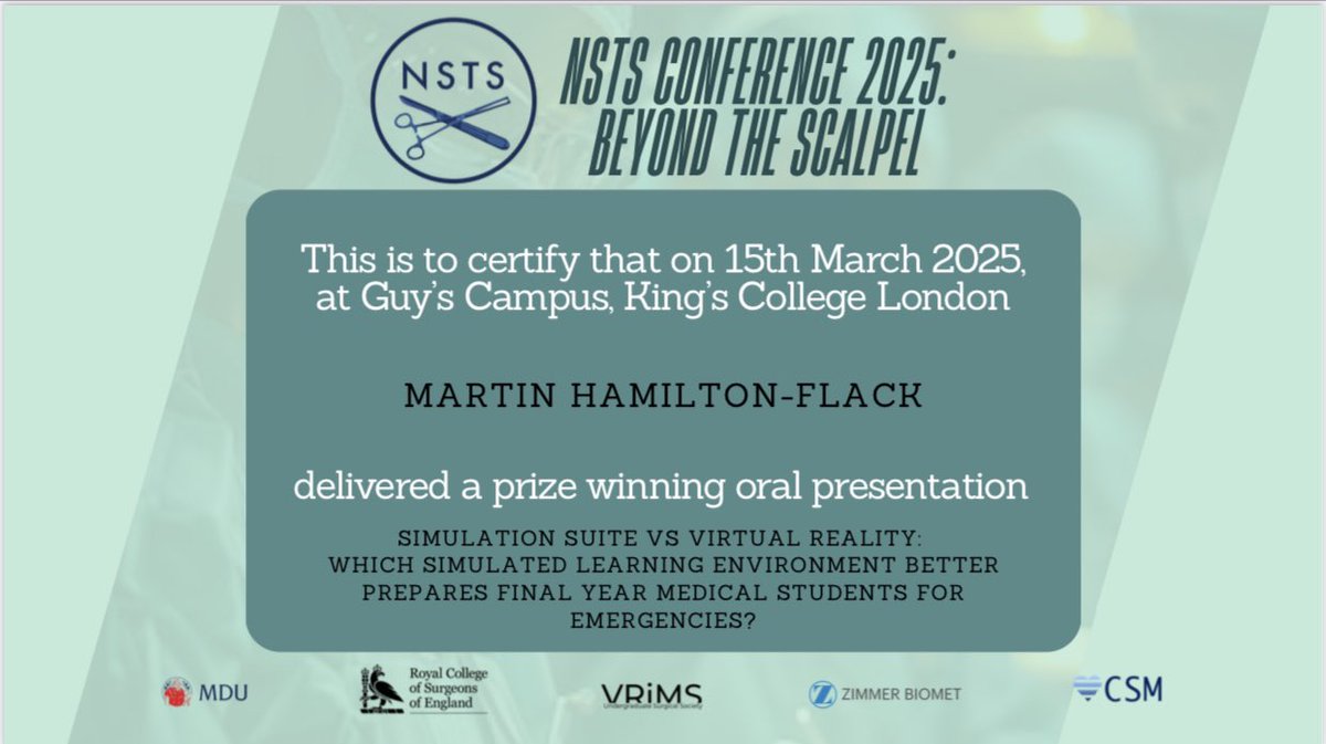 Martin HamiltonFlack (@martin_flack) on Twitter photo Had an excellent time at the NSTS conference this weekend! <a href="/nsts_ed/">National Surgical Teaching Society</a> fantastic event thank you for having me. Thrilled to have won for my oral presentation! Had an excellent time at the NSTS conference this weekend! <a href="/nsts_ed/">National Surgical Teaching Society</a> fantastic event thank you for having me. Thrilled to have won for my oral presentation!