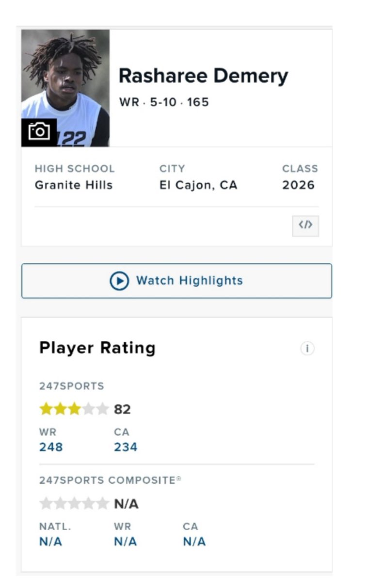 I had a good camp experience this past weekend <a href="/TheOpening/">THE OPENING</a>. Thanks to <a href="/GregBiggins/">Greg Biggins</a> for making me a 3🌟, I appreciate it. I am so excited. <a href="/CoachDeshon/">Rasharee (Coach D) Demery</a> <a href="/FastCampAth/">Kevin Brown(Coach KB)</a> <a href="/granitehillsfb/">Granitehillsfootball</a> <a href="/Daygofootball/">San Diego Football</a> <a href="/SanSpotlight/">San Diego Spotlight</a> <a href="/247Sports/">247Sports</a>