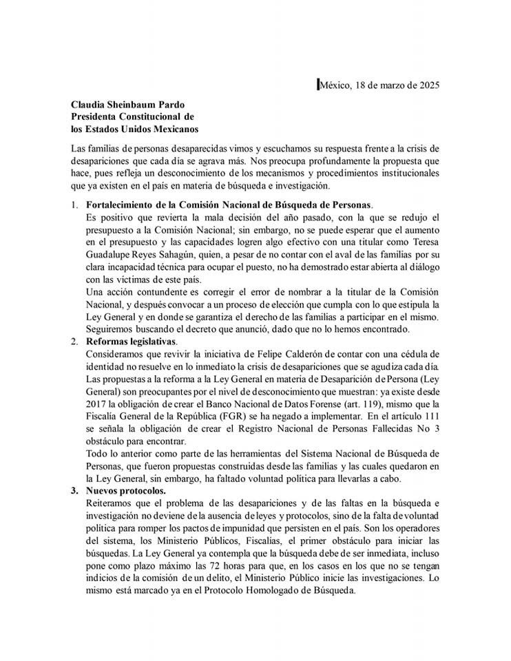 Don_Mondragon's tweet photo. Aquí la respuesta de colectivos de familiares a la propuesta de Claudia Sheinbaum. Tomo las imágenes de la página de FB de Huellas de la Memoria, quienes han pedido difusión. Por favor ayuden a compartir. 1/2

#Teuchitlan #TeuchitlanNuncaMas #LutoNacional https://t.co/dhcELDsQb6