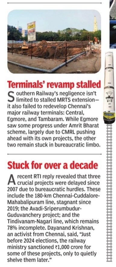 dayatiger197312's tweet photo. @narendramodi
@AshwiniVaishnaw @Murugan_MoS @annamalai_k 
@RailMinIndia @DrmChennai 
#Pathetic_State of #TamilNadu Railway Infrastructure Developments reported
#NO_TIMELINE
#MRTS pending 17 years
#NewLines pending for 17 years 
 #StationRedevelopment Tambaram pending for 4 years https://t.co/HbLsmCENXq