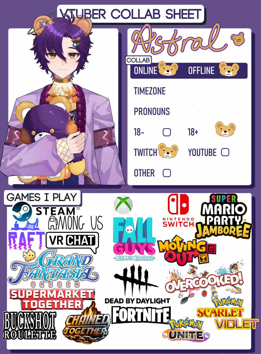 Anyone care to Make Plans with a Bear? 

Vtuber collab sheet ready to go 🐻🍯