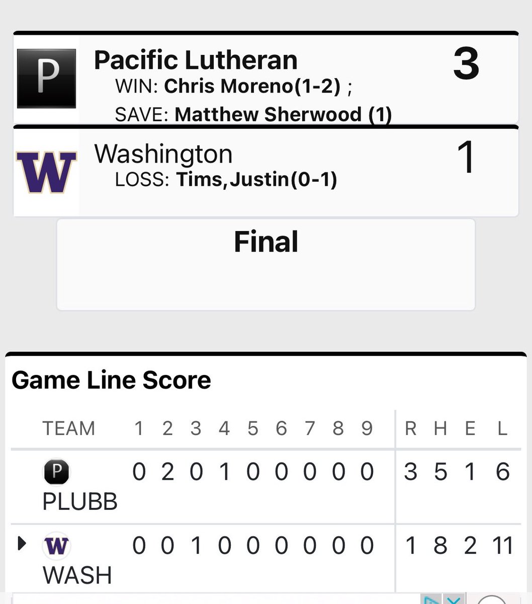 Chris Egan King-5 TV (@chrisegan5) on Twitter photo Did <a href="/PLUBaseball/">PLU Baseball</a> just get the biggest win in program history? <a href="/golutes/">PLU Athletics</a> beat the Washington Huskies 3-1. Did <a href="/PLUBaseball/">PLU Baseball</a> just get the biggest win in program history? <a href="/golutes/">PLU Athletics</a> beat the Washington Huskies 3-1.
