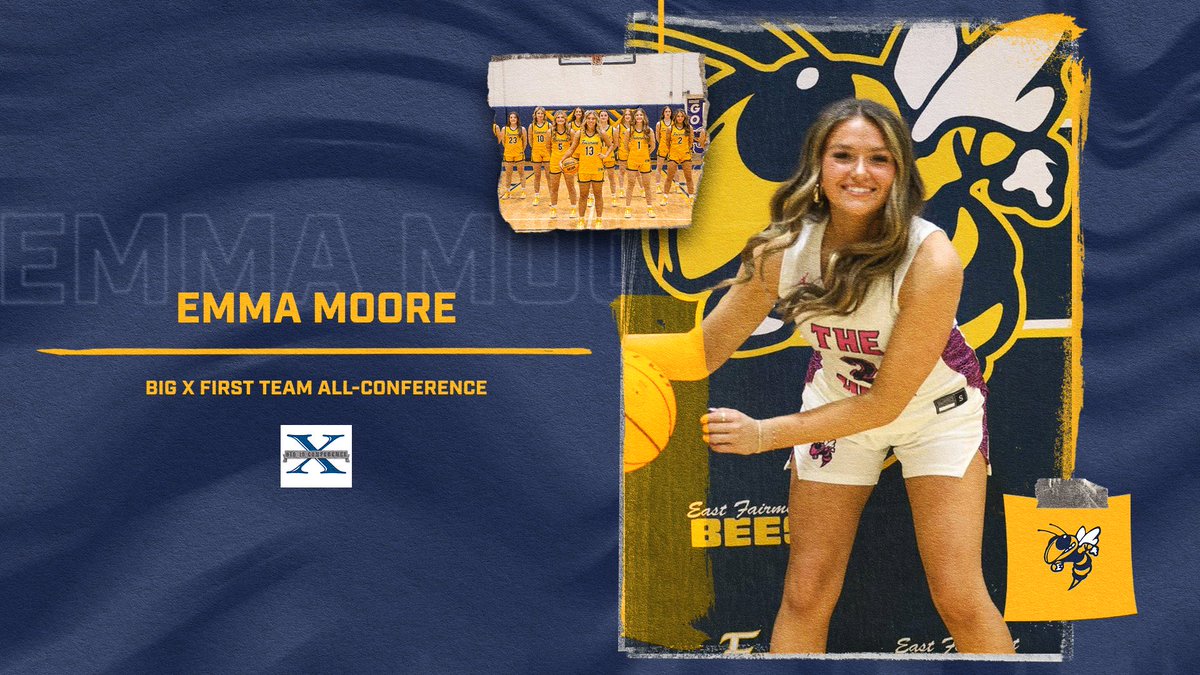 East Fairmont Lady Bees Basketball (@efladybees) on Twitter photo Congrats to Emma Moore on being selected to First Team Big X All-Conference! Congrats to Emma Moore on being selected to First Team Big X All-Conference!