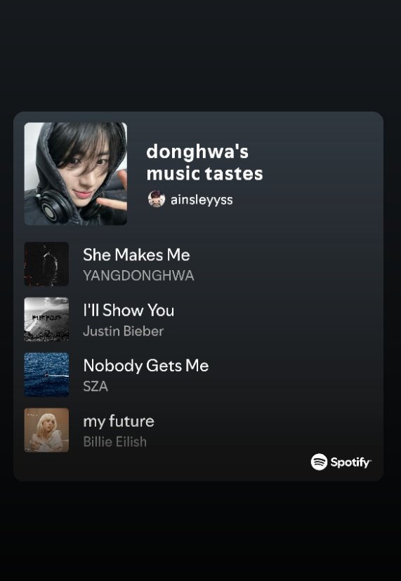 ⊹☾⋆⁺₊🎧✩°｡

Hwaries and Luminix, I have created a donghwa playlist (donghwa's music tastes) which contains song covers and song recommendations by donghwa. This playlist will be updated regularly. 
I hope this playlist can accompany you when you are sad, happy or in any