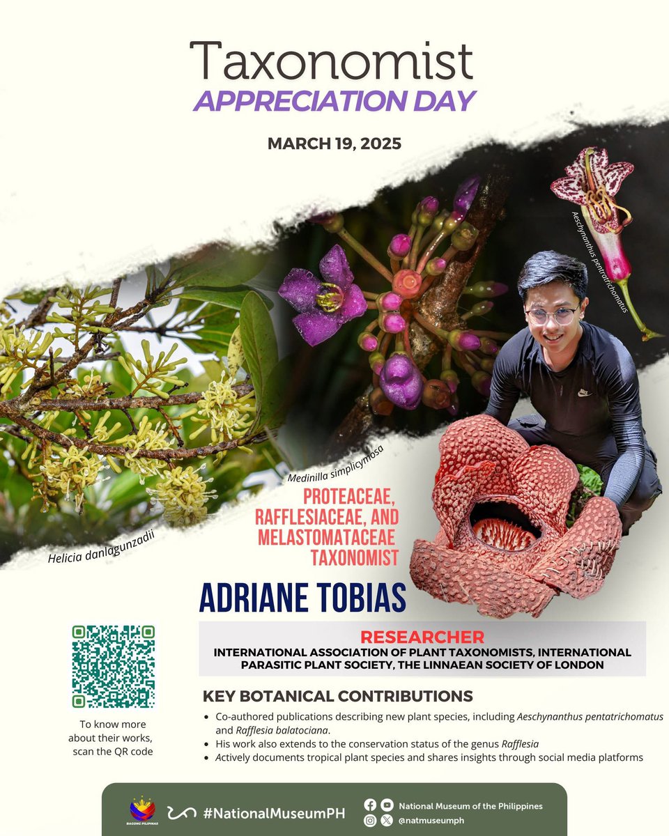 Happy International Taxonomists Day! 

Big thanks to the National Museum of the Philippines for the feature and for highlighting the role of taxonomy in biodiversity conservation. #PinoyBotanist