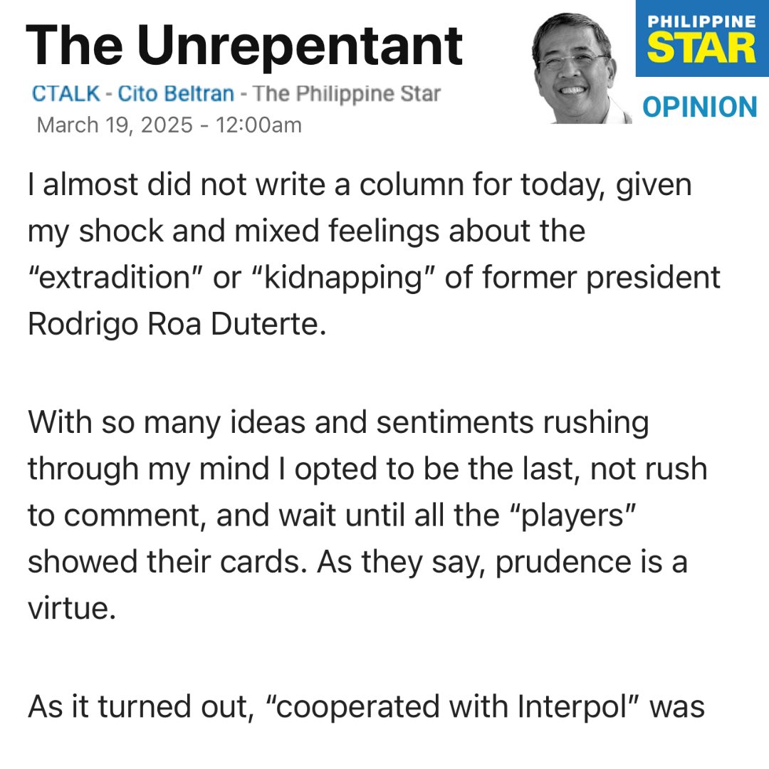Please read my full column on the website of the Philippine Star by clicking this link:

philstar.com/opinion/2025/0…

#philstar #philippinestar #ctalk #citobeltran