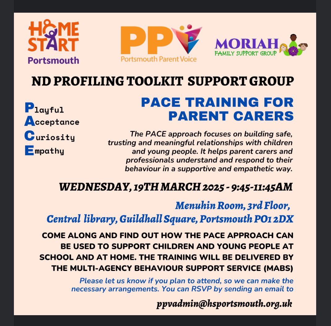 Come along to PPV’s ND PROFILING TOOL KIT Support group this morning for our special PACE training event.