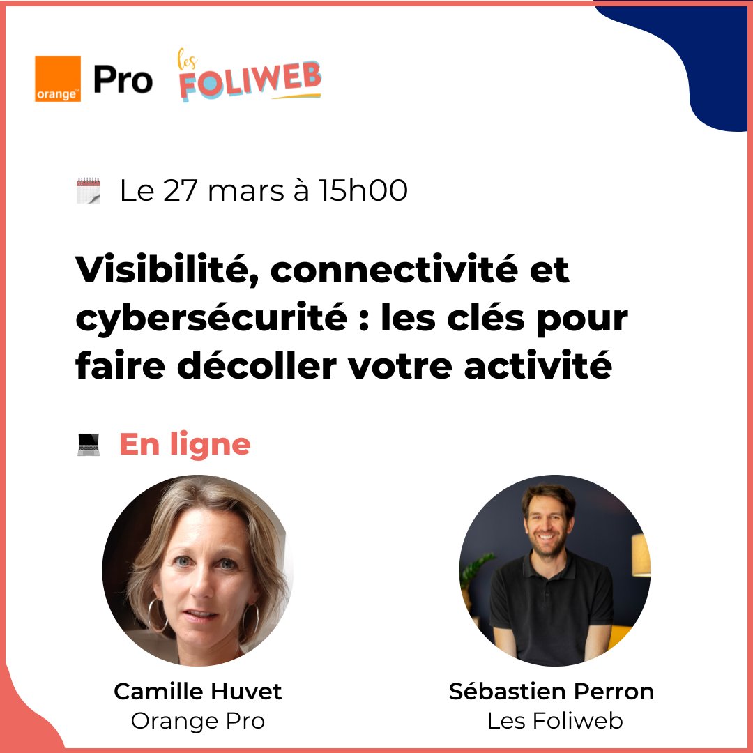 📢 Vous voulez développer et sécuriser votre business ?

Ne manquez pas notre prochain webinar avec nos experts Camille Huvet et Sébastien Perron, le 27/03 à 15h.

🔗 Réservez votre place ici ➡️ oran.ge/4ifnehE
<a href="/Foliweb/">Les Foliweb</a>