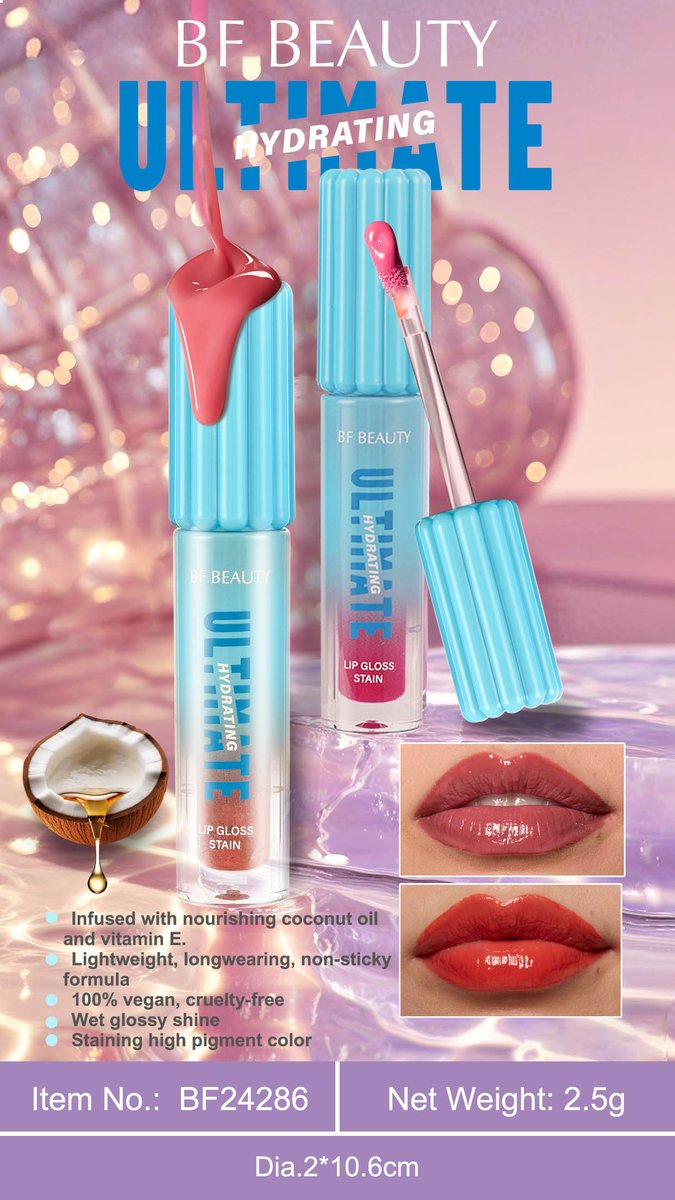 BFBeautyCN's tweet image. 🌴 Gloss Goals Unlocked! 💋
Meet our Coconut Oil Lip Gloss Stain — nourishing shine with a hint of color! 
Hydrating, glossy, and long-lasting.
📞 WAS: 189 6605 3509
✨ Custom Orders Welcome!
#LipGlossStain #CoconutOilBeauty #HydratingLips #GlossyFinish #VeganBeauty #CrueltyFree