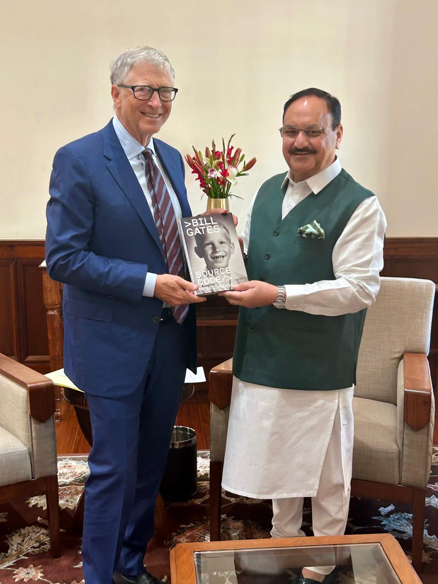 JPNadda's tweet image. Met with Mr. Bill Gates, founder of the Bill & Melinda Gates Foundation, during his visit to India today.
We discussed the remarkable progress India has achieved in healthcare, particularly in maternal health, immunization, and sanitation, through our collaboration with the…