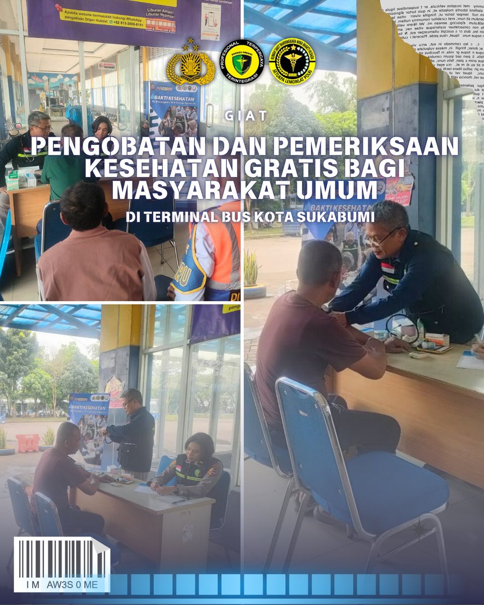 RSB_Setukpa's tweet photo. 💉🩺 Pemeriksaan Kesehatan &amp; Pengobatan Gratis! 🚑✨

Rabu, 19 Maret 2025, bertempat di Terminal Kota Sukabumi, kami hadir untuk memberikan layanan kesehatan gratis bagi masyarakat umum! 💙 Terima kasih kepada semua yang telah berpartisipasi demi kesehatan bersama. https://t.co/RzoJJwCwpM