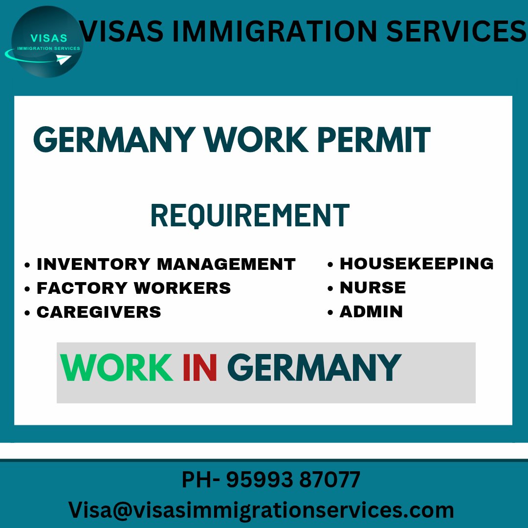 ServicesVisas's tweet image. Unlock your career in Germany with a work permit! 🇩🇪✨ Let Visas Immigration Services guide you through a smooth and hassle-free process. Your dream job awaits! 💼🌍

#GermanyWorkPermit #WorkInGermany #JobAbroad #VisaSuccess #WorkPermit #GermanyVisa #CareerAbroad #Immigration