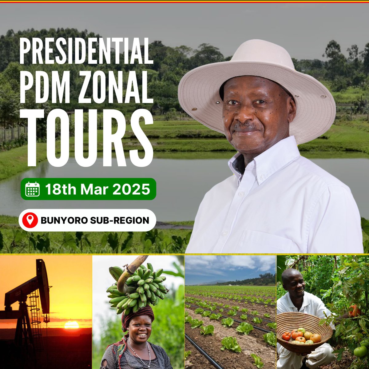 johnochan7's tweet photo. Day two of  President @KagutaMuseveni PDM visit in Bunyoro begins in Nyantwe cell where he is set to launch the construction of Bunyoro  Public University in Nyantwe cell, Kikuube district.
#PDMTransformingLives https://t.co/qM591rh5qK