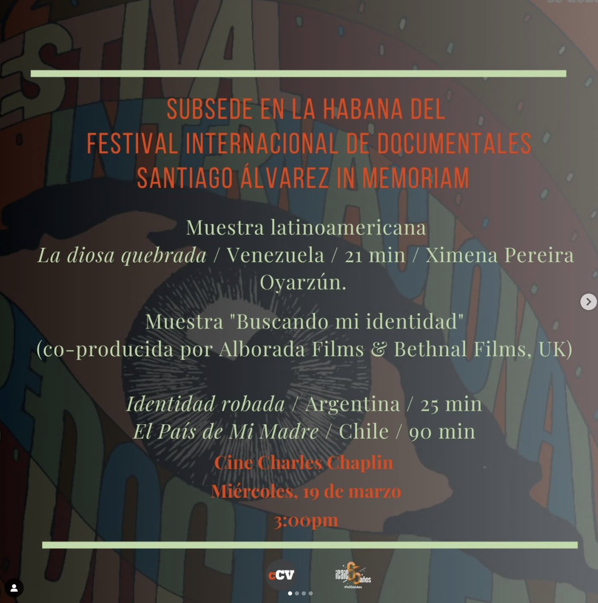 Today at 3pm, local time.

📍 Cine Charles Chaplin, Calle 23, entre 10 y 12, La Habana, Cuba

#MotherCountryFilm