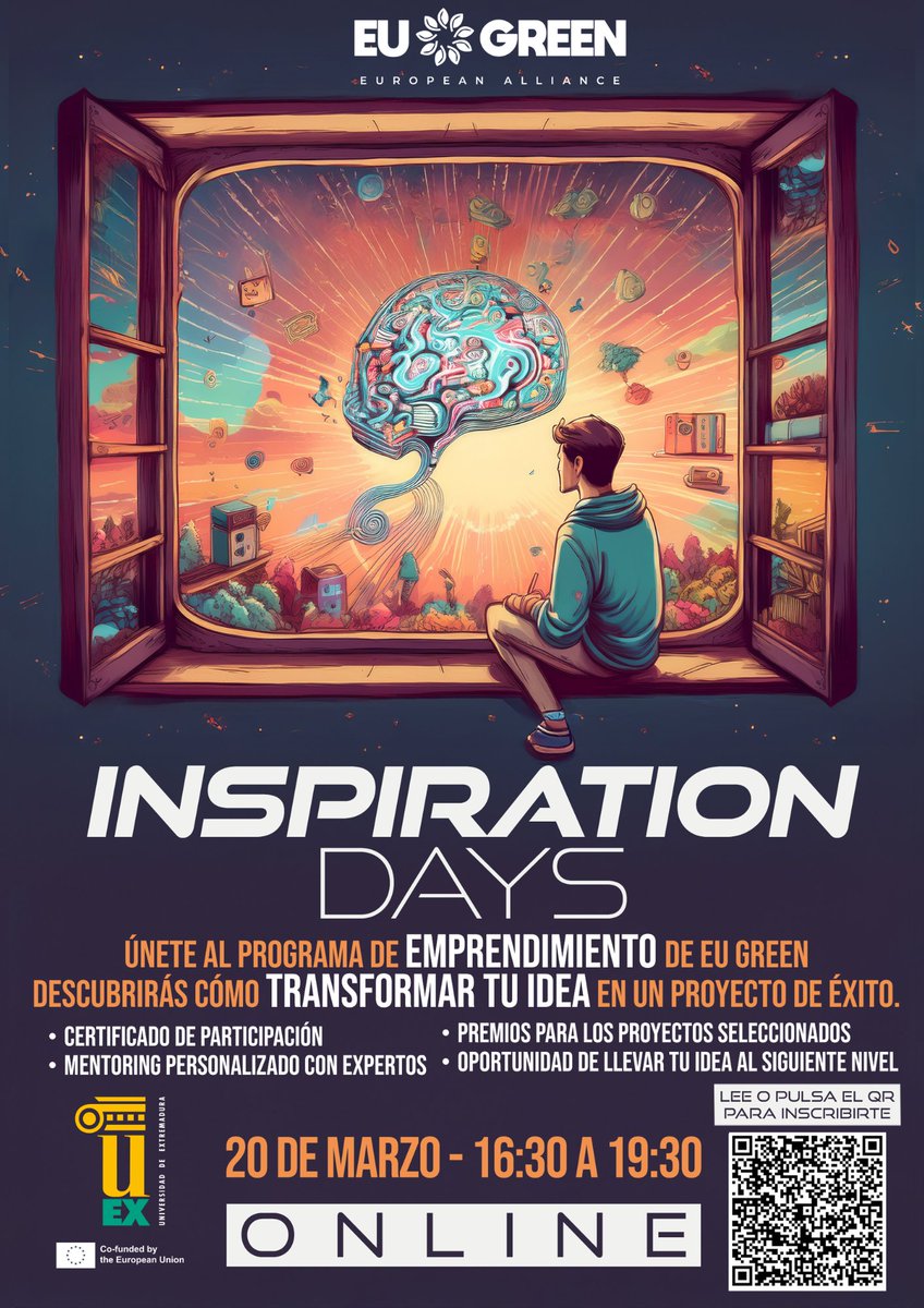 🚀 Llega INSPIRATION DAYS, un evento online💻  destinado a motivar e impulsar el talento emprendedor entre estudiantes y profesionales <a href="/infouex/">UEx</a> <a href="/EUGREENalliance/">EU GREEN European Alliance</a> 

📅 20 de marzo de 2025, de 16:30 a 19:30 

📝 Inscripción:
events.teams.microsoft.com/event/f156ba81…