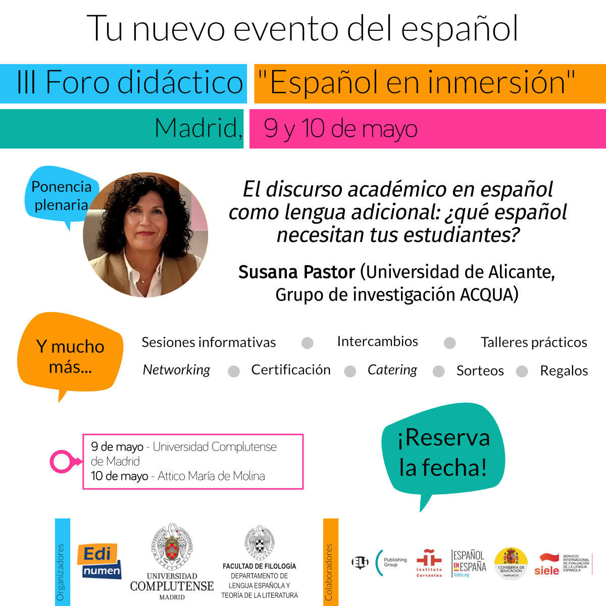 Edinumen's tweet image. ▶️ III Foro didáctico "Español en inmersión"

🎓 El discurso académico en español como lengua adicional: ¿qué español necesitan tus estudiantes?
👤 @spastorcesteros 

🤝 @LenguaUcm @compluele @InstCervantes @federacionele @SIELE_org @ELI_Edizioni
 
🔗edinumen.es/materiales/for…
