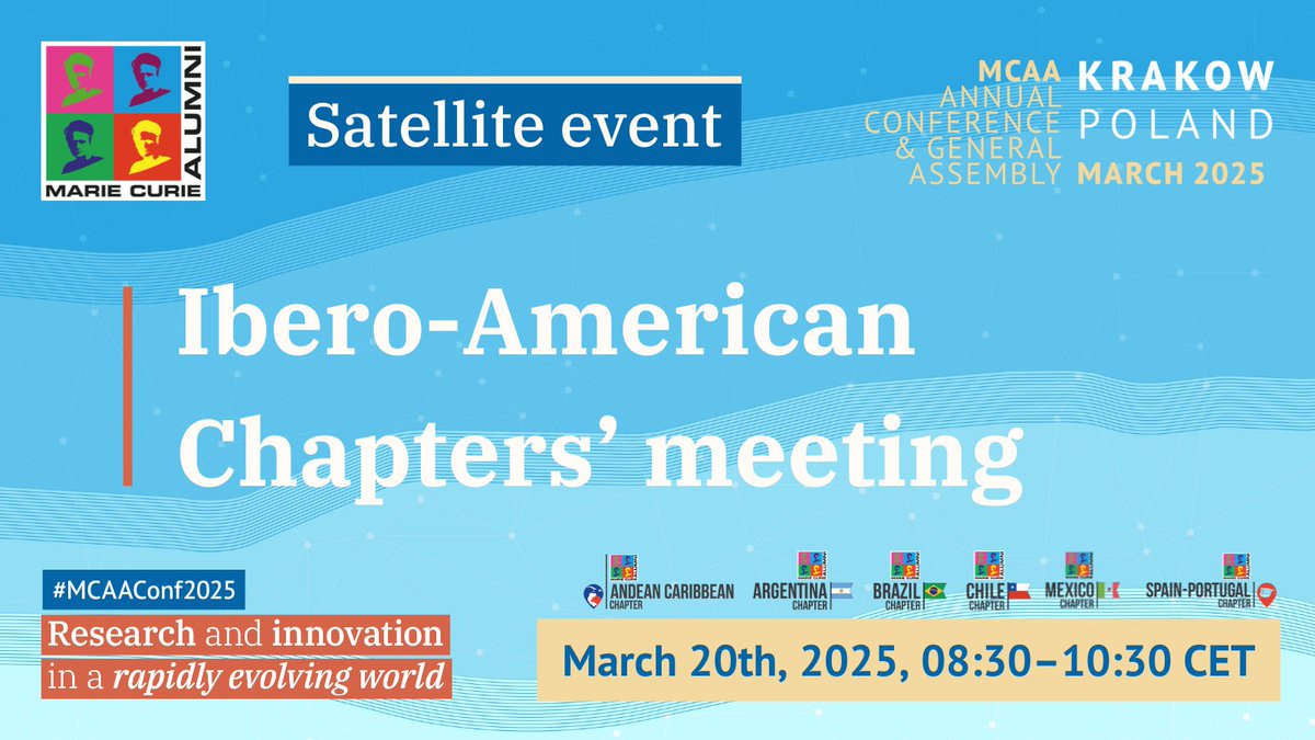 Sergio Manrique (@sergioman90) on Twitter photo @MarieCurie_Alum Ibero-American Chapters' Meeting at #MCAAConf2025 in <a href="/AGH_Krakow/">AGH Kraków</a>!
Krakow, Poland 🇵🇱
Thu March 20th, 08:30-10:30 CET
mariecuriealumni.eu/satellite-even… @MarieCurie_Alum Ibero-American Chapters' Meeting at #MCAAConf2025 in <a href="/AGH_Krakow/">AGH Kraków</a>!
Krakow, Poland 🇵🇱
Thu March 20th, 08:30-10:30 CET
mariecuriealumni.eu/satellite-even…