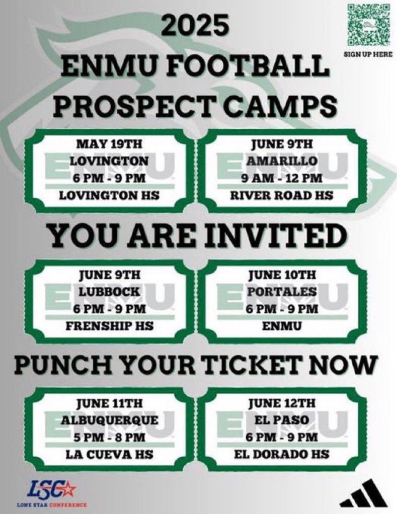 Thanks to <a href="/CoachKelleyLee/">Kelley Lee</a> and <a href="/ENMUFootball/">Eastern New Mexico University Football</a> for the camp invite! <a href="/PrepRedzoneNM/">Prep Redzone New Mexico</a> <a href="/aachargerfb/">Albuquerque Academy Football</a>