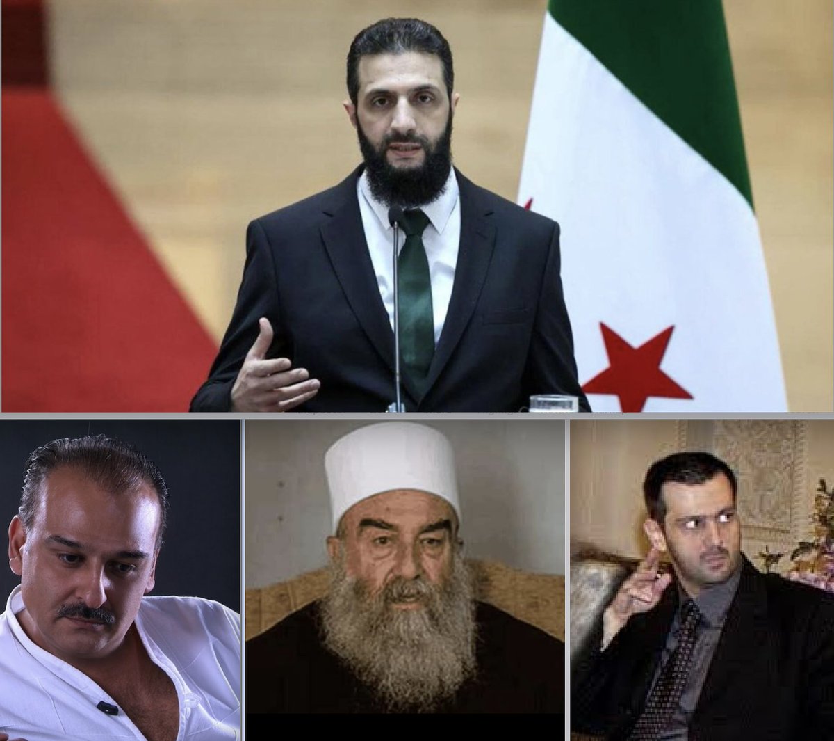 أحمد الشرع فيه ٥٠ عيب حقيقي
و ١٠٠٠ عيب كاذب ملفق مفبرك من قبل أعداء لنا وله.
وهو بعيوبه الحقيقية والكاذبة الملفقة يظل أفضل ألف ألف مرة من حكم علوي، أو درزي، أو ملحد..

- كل جهود إقناعنا بالتخلي عن الشرع (وحكومته) ليحكمنا المجرم ماهر الأسد أو المعفن حكمت الهجري أو المهرج الرقاص