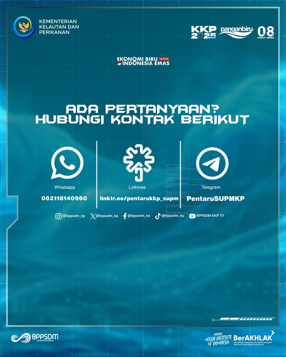 Nah #SobatBahari, sudah menentukan program keahlian yg akan dipilih pada #PENTARUKKP2025?

YUK, siapkan diri dan teliti dalam mendaftar, ya. SEMANGATl😉

#2025KKPRiseTogether #PendidikanKP #SDMKelautanPerikananUnggul #SISWAKP <a href="/kkpgoid/">KKP RI</a> <a href="/saktitrenggono/">Sakti Wahyu Trenggono</a> <a href="/in_radiarta/">INRadiarta</a>