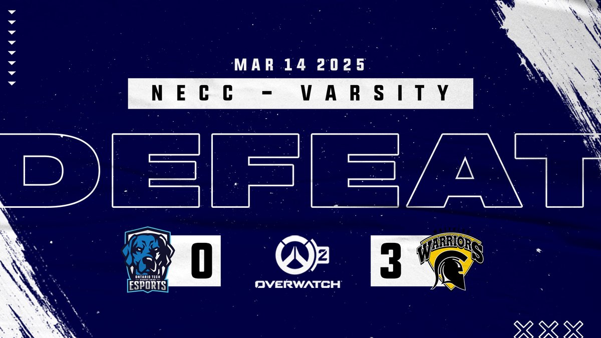 OTSU Esports (@otsu_esports) on Twitter photo MATCH REPORT RECAP 🏁
—---------------------------------
OTSU Overwatch 2 Varsity fell 0-3 to <a href="/UWaterlooGG/">Warriors Esports</a> in NECC Round 6 MATCH REPORT RECAP 🏁
—---------------------------------
OTSU Overwatch 2 Varsity fell 0-3 to <a href="/UWaterlooGG/">Warriors Esports</a> in NECC Round 6