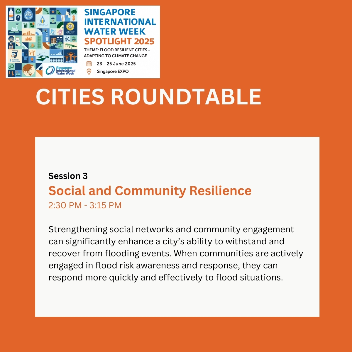 This June, join city leaders as they gather for the High-Level Cities Roundtable on 23 June 2025 during #SIWWSpotlight2025.

Register now as a SIWW Spotlight 2025 delegate: lnkd.in/gqGKjkCA. Limited spaces available!