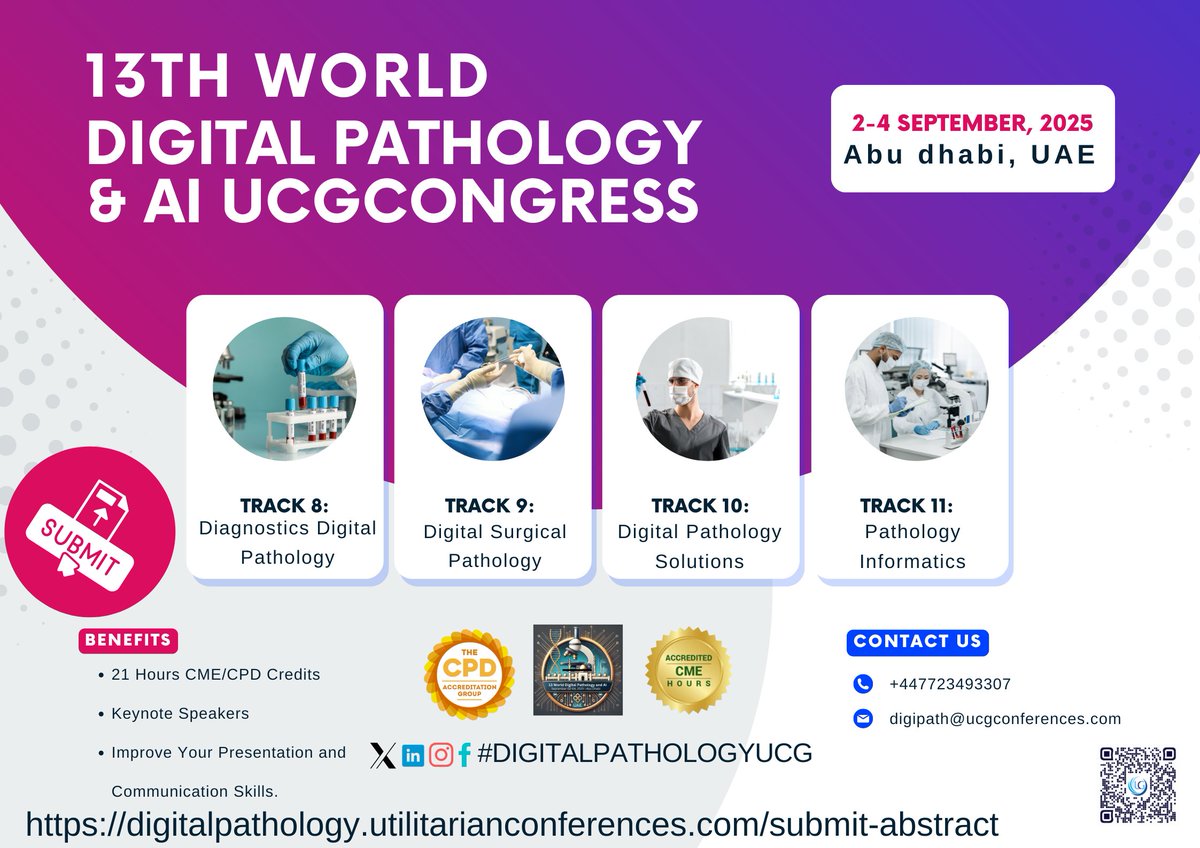 DrCarlAdam1's tweet image. Calling all digital pathology enthusiasts!  Do you have insights, research, or experiences in digital pathology that you’d love to share?  Submit here: ……lpathology.utilitarianconferences.com/submit-abstract  
WhatsApp: wa.me/+447723493307
 #DigPath #PathX #DIGITALPATHOLOGYUCG