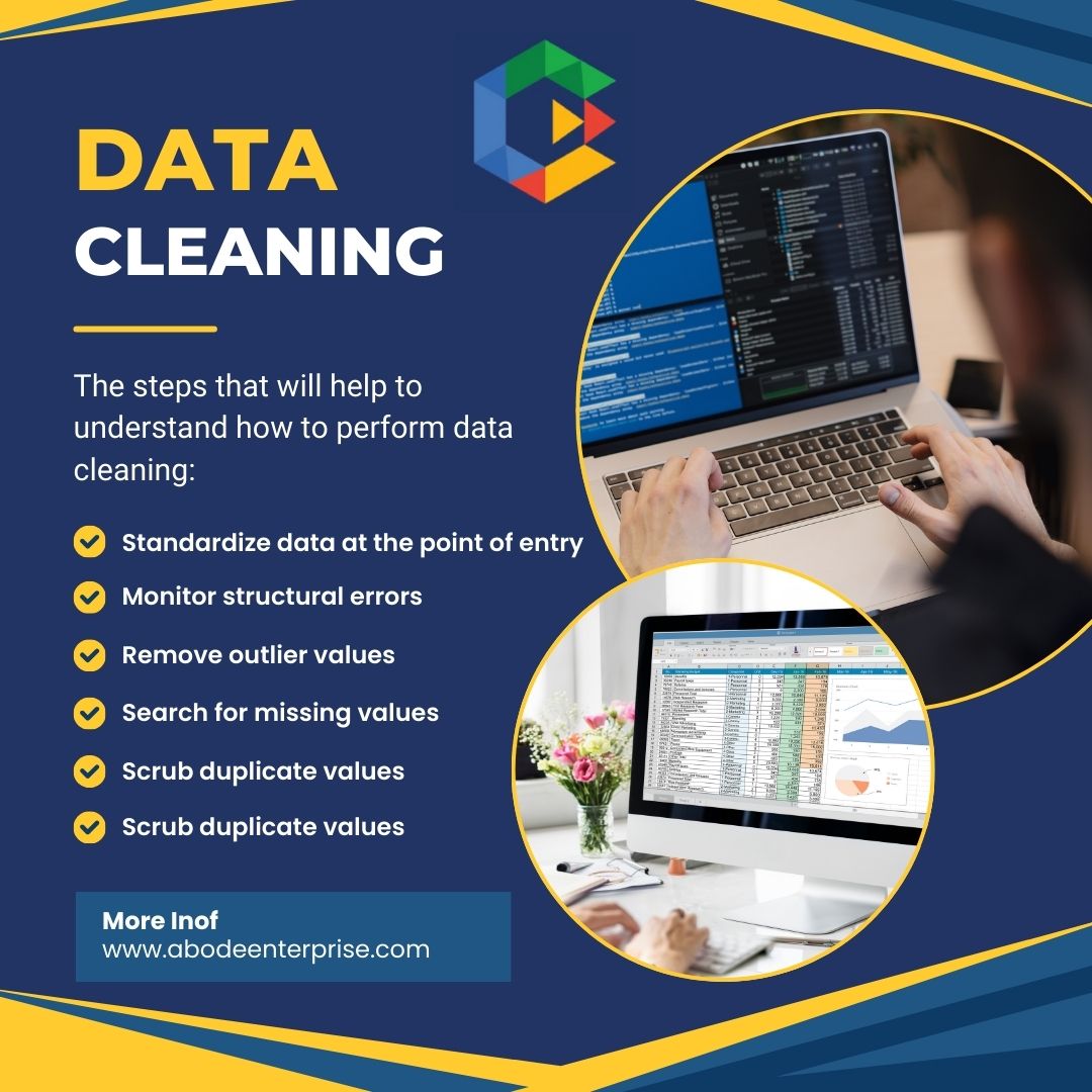 AbodeEnterprise's tweet image. The steps that will help to understand how to perform data cleaning:

📧 info@abodeenterprise.com
🌐 bit.ly/3ESVHUv
#abodeenterprise #datacollectation #dataprocessing #datamanagement #dataentry #datacleaning #datacleaningservices