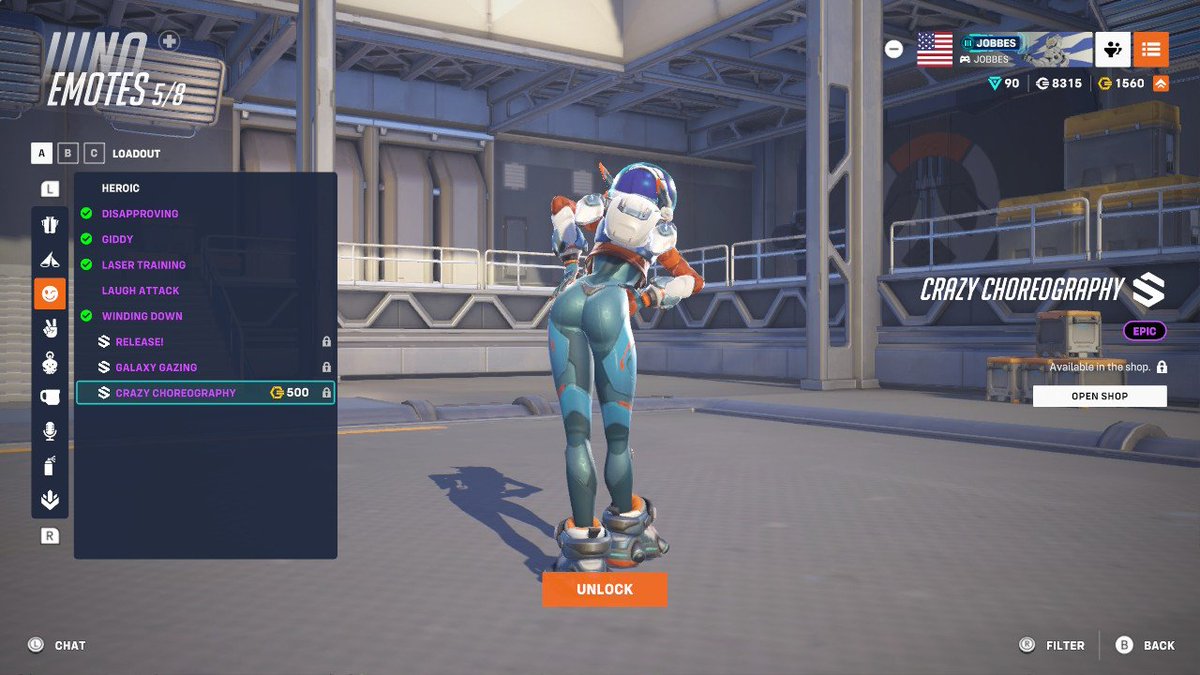 Evernlight's tweet photo. Juno's butt looks so cute in her new dance emote. It looks better in her default skin imo. #overwatch https://t.co/Ba1AB1hNEO