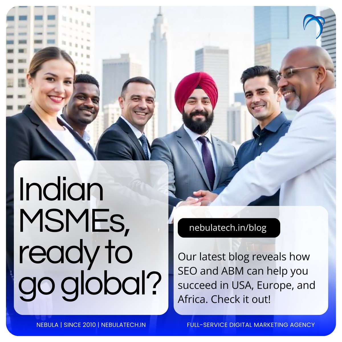 nebulatech's tweet photo. New Blog: Learn how Indian MSMEs can conquer global B2B markets with SEO and ABM!   

https://t.co/wPd4Nl1gxW

#DigitalMarketing #MSMEs #GlobalExpansion #GrowthMarketing

#NebulaPersonalizationTechSolutions #DigitalMarketingCompany https://t.co/doC00oSlwu
