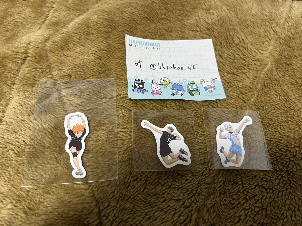 bktakas_45's tweet photo. 【交換】 ハイキュー スシロー ピック ステッカー

ピック(デフォルメ)
譲 : 角名 西谷
求 : 孤爪 黒尾

ピック(等身)
譲 : 日向 治 星海
求 : 木兎 黒尾

ステッカー
譲 : 月島 黒尾
求 : 孤爪

※郵送のみ
※初回の方はツイフィ必読
※求はすべて各1

お気軽にお声掛けください。 https://t.co/FdaZSUIQHB