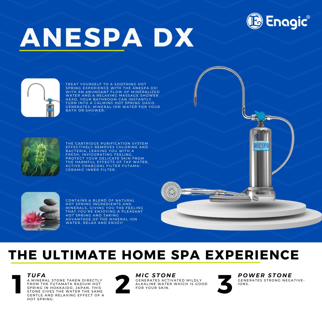 EnagicIndia1's tweet photo. The NEW exclusive ANESPA DX Home Spa System transforms your ordinary bathroom into a natural hot spring resort. #enagic #anespadx #enagickangenwater #enagicdistributor #enagicindia #kangenwater #kangenwaterenagic https://t.co/fBEnNO7Atu