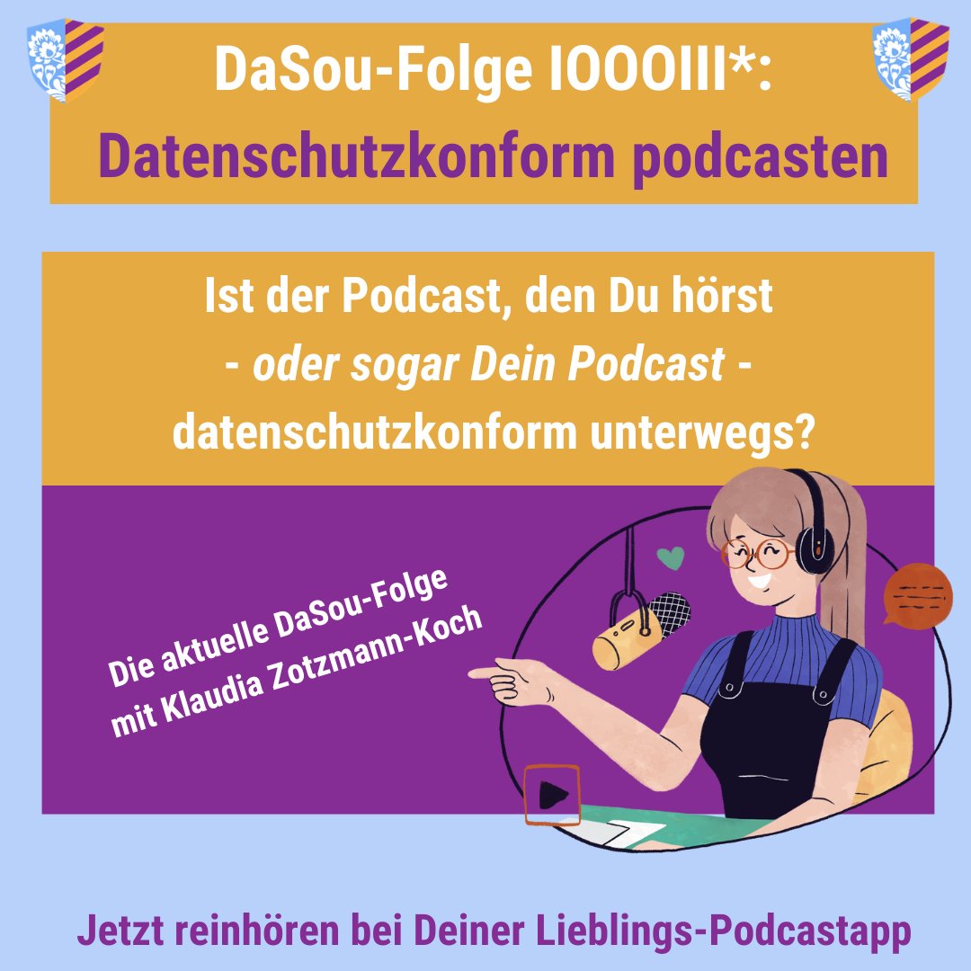 karina_filusch's tweet photo. Welche Tools fรผr sicheres Podcasting? ๐ง๐๏ธ
Nicht jedes Tool ist datenschutzfreundlich! Wir sprechen รผber DSGVO-konforme Alternativen und Best Practices. Hรถr rein bei DaSou! ๐ง #Datenschutz #PodcastTools #DSGVO
https://t.co/9c0vf6r6AG https://t.co/MMshur96iK