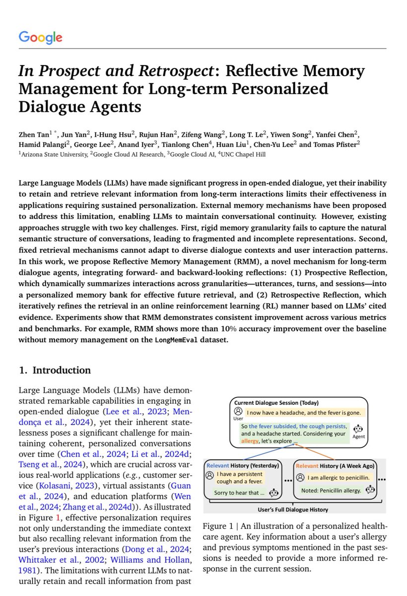 Googleは、LLMがユーザーとの会話を長期的に覚えておく能力を改良する方法を開発したと報告しています。
「先週ペットについて話した」「今月初めに旅行の計画を立てていた」といった情報をより正確に思い出せるようになるとのこと。