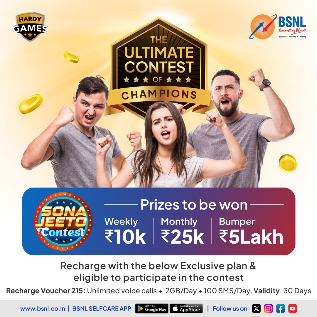 hardygames_'s tweet photo. Challenge accepted? Sona Jeeto is where every game counts and every win is celebrated! 🎮🎉🏆

Join now: https://t.co/qrX5T6jGFh

#sonajeeto #contest #gameon #winbig #sonajeetocontest #bsnlindia https://t.co/rQVv7Kr0L1