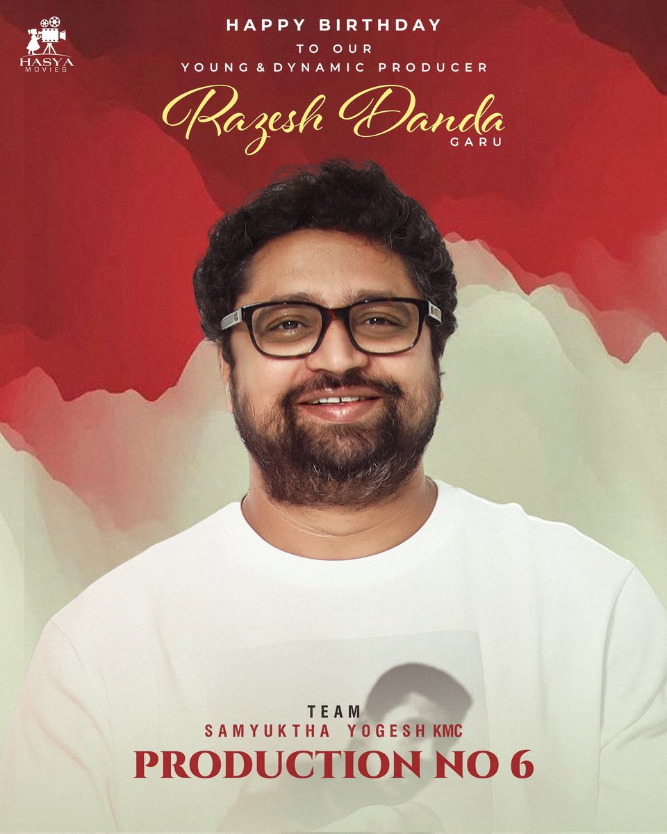 IndianClicks's tweet photo. Team #HasyaMovies Production No-6 extends heartfelt wishes to their young and dynamic producer @RajeshDanda_ garu on his birthday! 🎉 💐
#HBDRazeshDanda
@iamsamyuktha_ @filmsyogi @HasyaMovies @brahmakadali @ChotaKPrasad https://t.co/3Y7I389fND