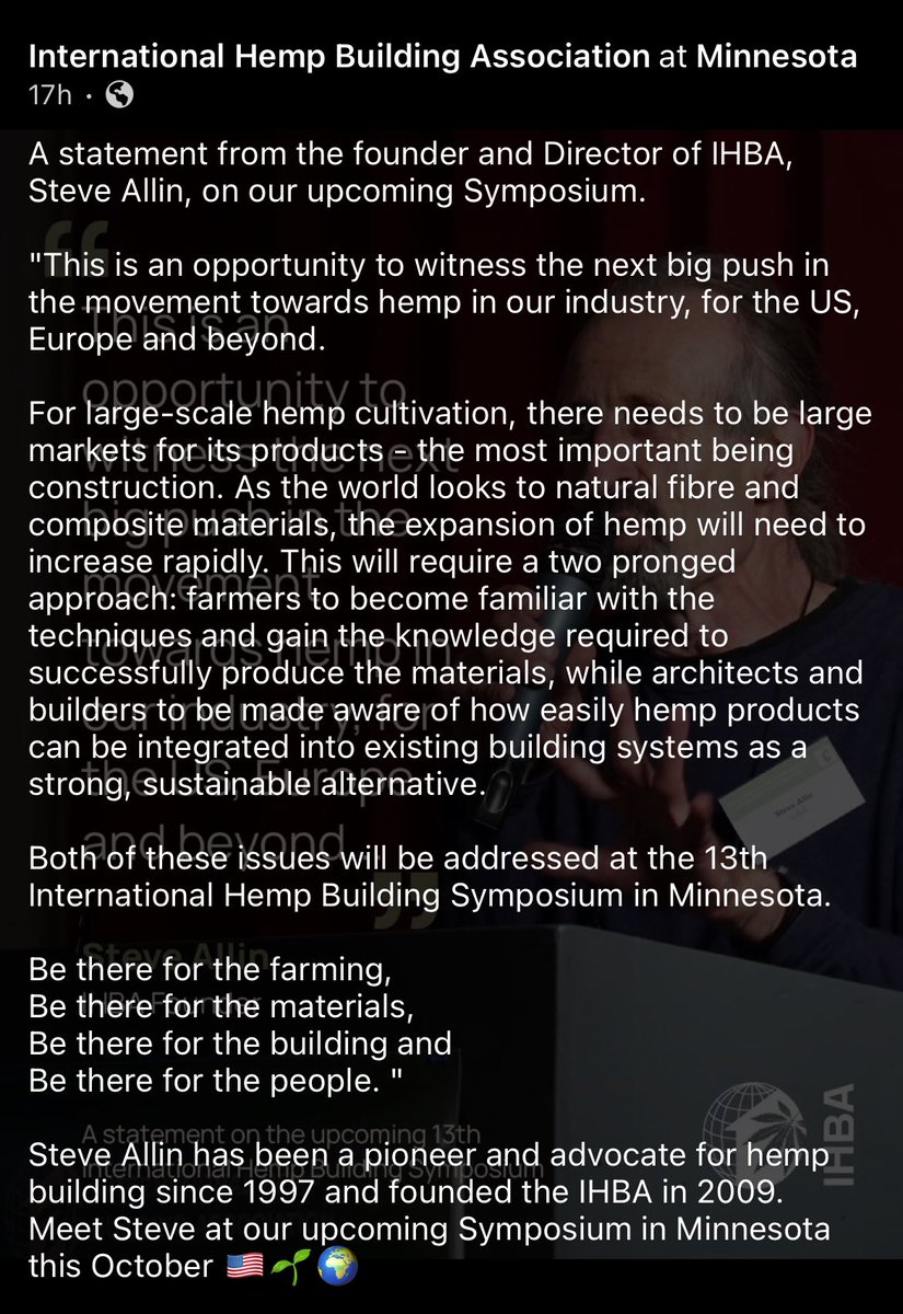 #BuildWithHemp #ThegreenBuffalo 

internationalhempbuilding.org/events/