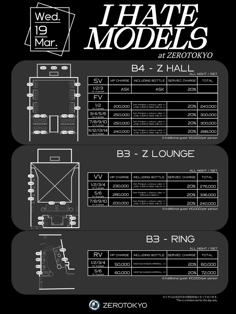 フランス出身の新進気鋭のテクノシーンのスター I Hate Models がZEROTOKYO初登場！
Z HALLにはRISA TANIGUCHI、ShioriyBradshaw、Rickey Shannonがラインナップ！

2025.3.19(水・祝前)
I Hate Models at ZEROTOKYO
OPEN：23:00
HP：zerotokyo.jp/event/i-hate-m… 
DOOR：¥6,000-
FASTPASS TICKET：¥5,000-