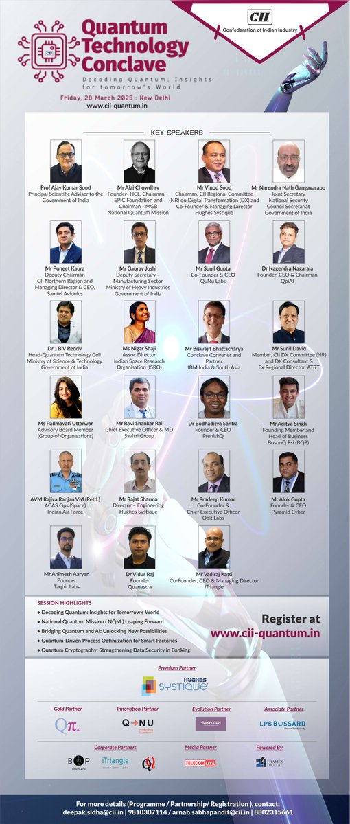 cii4nr's tweet image. The CII Quantum Technology Conclave is set to redefine future with the theme &quot;Decoding Quantum: Insights for Tomorrow’s World.&quot; 
⭐️Join us on 28th March 25 in New Delhi for an exclusive deep dive into the quantum revolution
 
🔗cii-quantum.in

#CII4NR #TECHN #QUANTUMTECH