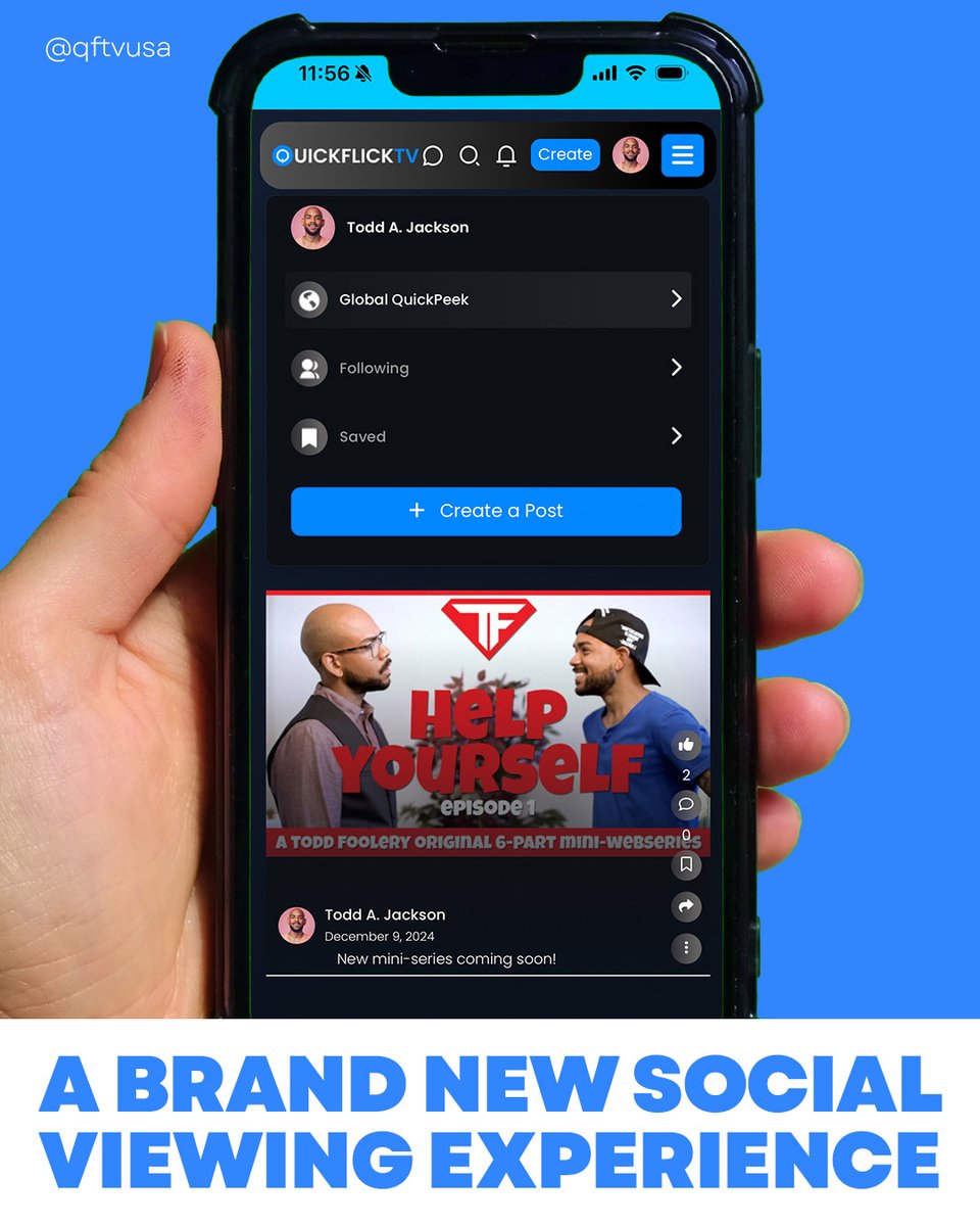 QuickFlick TV is an innovative streaming service that merges Netflix, Facebook &amp; YouTube into one SUPER platform.

The only place to find new &amp; original shows from indie web creators. And the only place where viewers can be part of the web series development process.

🚀 2025