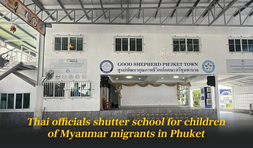 IrrawaddyNews's tweet photo. Thai authorities have shuttered a charity-run school for Myanmar children in Phuket, citing a lack of proper documents. The school provided free education and meals to more than 300 children of migrant workers. (Photo: MGR Online) 
#WhatsHappeningInMyanmar https://t.co/gRWPXVFyAt