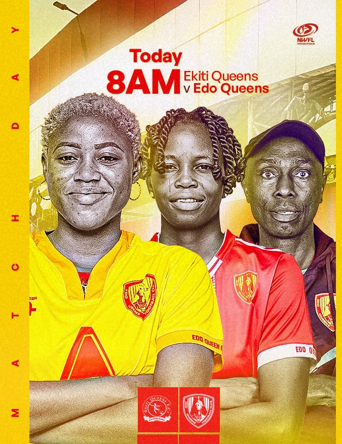 🛑IT'S MATCH DAY! 🟡

🏟️ ILORIN TOWNSHIP STADIUM, ILORIN KWARA STATE 

⌚ 8AM 

Adaaa EdoQueens 👑 ♥️ 💛