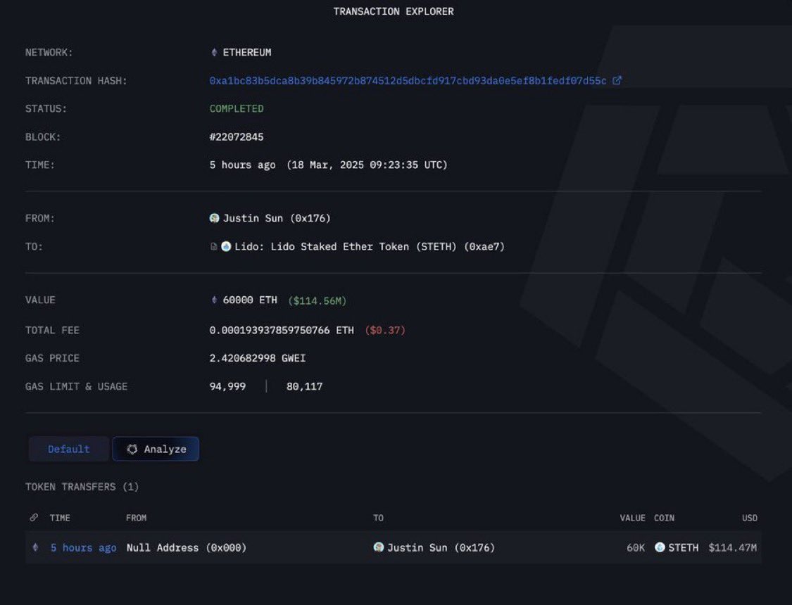 EvanLuthra's tweet image. 🚨BREAKING🚨

MY PRIME MINISTER JUSTIN SUN BUYS $100M IN $ETH, LOCKS IN $3M/YEAR PASSIVE INCOME!

I&apos;M MEGA BULLISH ON ETH &amp;amp; @JUSTINSUNTRON 🚀