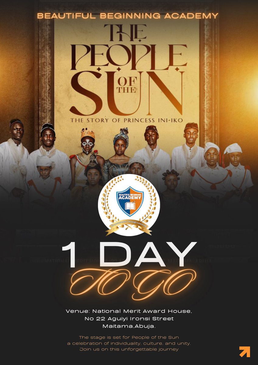 BBAchampions's tweet photo. Just 1 day to go until People of the Sun takes center stage! Join us at the National Merit Award House, Abuja, for an unforgettable experience. See you there!

Tickets are available on: https://t.co/3Czdb9GsXY

#bbapremiere2025 https://t.co/JvJwWDrkC4