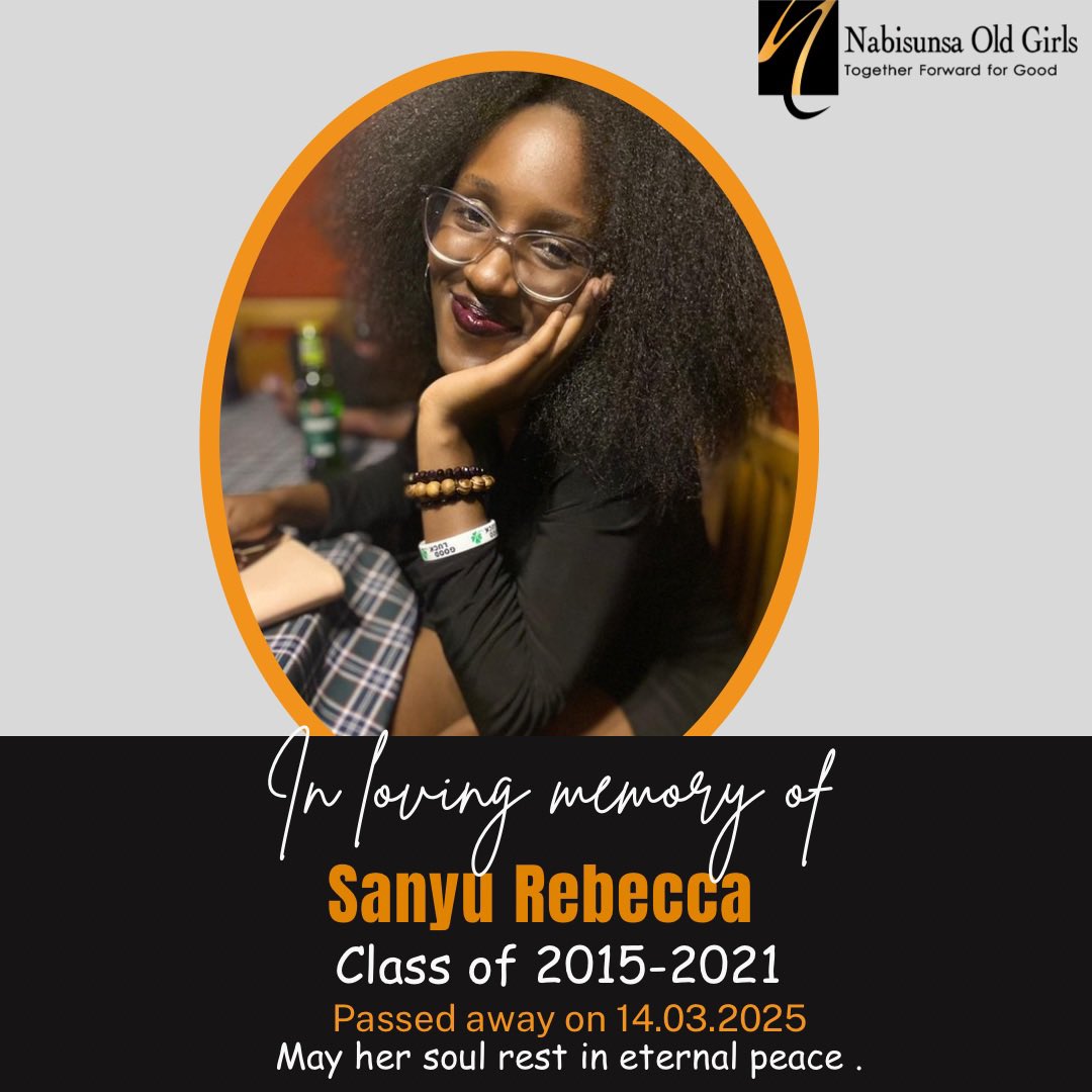 SunsasAlumni's tweet photo. With heavy hearts, we join the class of 2015-2021 in mourning the passing of our beloved member, Sanyu Rebecca. May her soul rest in eternal peace.
We extend our heartfelt condolences to Rebecca’s family, and loved ones during this difficult time. May God comfort you. #OGAN #RIP https://t.co/oEJ9WZhlzu