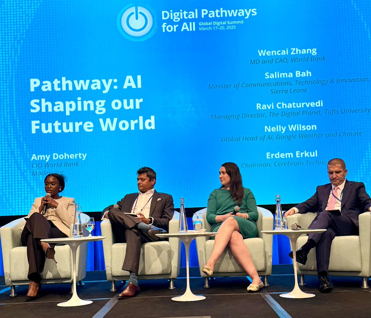MoCTI_SL's tweet photo. My generation of leaders doesn’t just sit in the audience and applaud - we take center stage, championing Sierra Leone’s interests, shaping the future, &amp; ensuring our voices are heard.”- @SalimaMBah,  at the Global Digital Summit 2025.
#WBGDigitalSummit 
#DigitalPathways https://t.co/6QzGaBWTvM